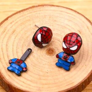 Marvel Spider Man 2 Piece 2 In 1 Front & Back Enameled Jacket Drop Earrings
